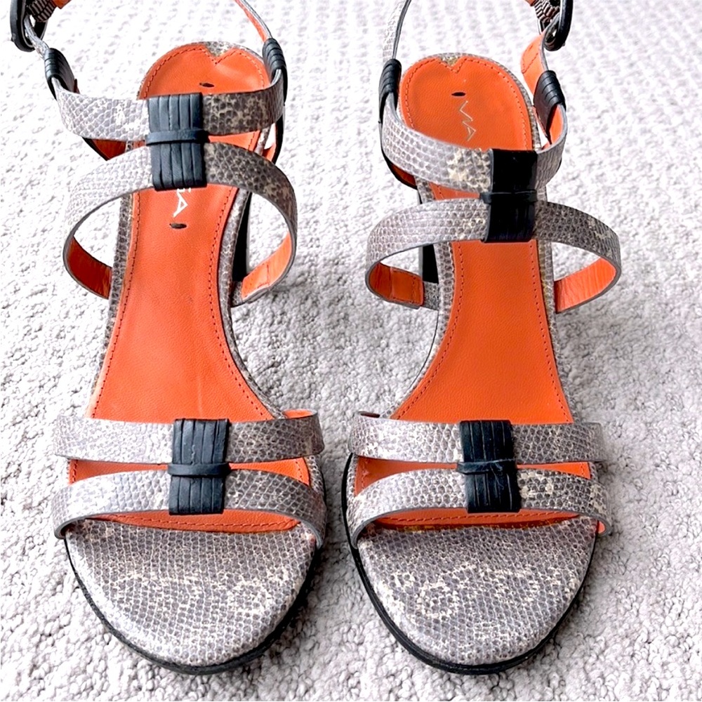 🇮🇹Via Spiga leather snake pattern wood heel, size 7.5🇮🇹